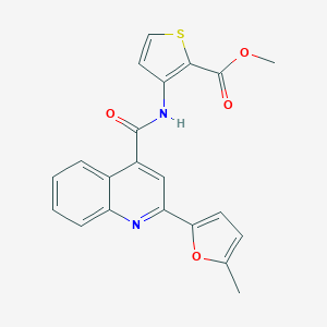molecular formula C21H16N2O4S B258753 METHYL 3-({[2-(5-METHYL-2-FURYL)-4-QUINOLYL]CARBONYL}AMINO)-2-THIOPHENECARBOXYLATE 
