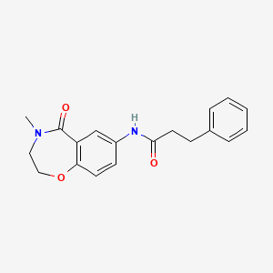 molecular formula C19H20N2O3 B2587574 N-(4-methyl-5-oxo-2,3,4,5-tetrahydro-1,4-benzoxazepin-7-yl)-3-phenylpropanamide CAS No. 922000-75-7