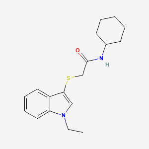 molecular formula C18H24N2OS B2587596 N-cyclohexyl-2-[(1-ethyl-1H-indol-3-yl)sulfanyl]acetamide CAS No. 450349-83-4