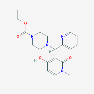 Ethyl 4-((1-ethyl-4-hydroxy-6-methyl-2-oxo-1,2-dihydropyridin-3-yl)(pyridin-2-yl)methyl)piperazine-1-carboxylate