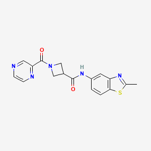 molecular formula C17H15N5O2S B2587602 N-(2-methyl-1,3-benzothiazol-5-yl)-1-(pyrazine-2-carbonyl)azetidine-3-carboxamide CAS No. 1396885-03-2