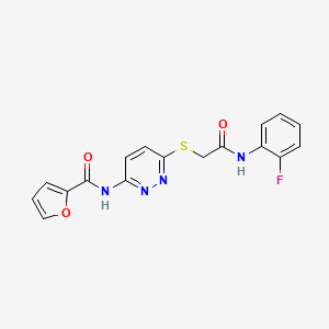 molecular formula C17H13FN4O3S B2587619 N-(6-((2-((2-fluorophenyl)amino)-2-oxoethyl)thio)pyridazin-3-yl)furan-2-carboxamide CAS No. 1021061-44-8