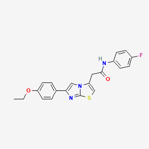 molecular formula C21H18FN3O2S B2587645 2-[6-(4-ethoxyphenyl)imidazo[2,1-b][1,3]thiazol-3-yl]-N-(4-fluorophenyl)acetamide CAS No. 897461-72-2