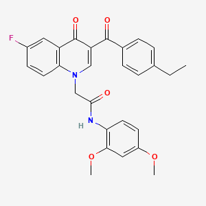 molecular formula C28H25FN2O5 B2587663 N-(2,4-dimethoxyphenyl)-2-[3-(4-ethylbenzoyl)-6-fluoro-4-oxo-1,4-dihydroquinolin-1-yl]acetamide CAS No. 866590-41-2