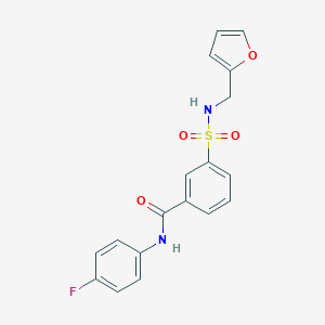 molecular formula C18H15FN2O4S B258767 N-(4-fluorophenyl)-3-(furan-2-ylmethylsulfamoyl)benzamide 