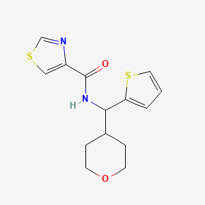 molecular formula C14H16N2O2S2 B2587679 N-[(oxan-4-yl)(thiophen-2-yl)methyl]-1,3-thiazole-4-carboxamide CAS No. 2097858-92-7