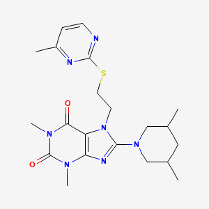 8-(3,5-dimethylpiperidin-1-yl)-1,3-dimethyl-7-(2-((4-methylpyrimidin-2-yl)thio)ethyl)-1H-purine-2,6(3H,7H)-dione