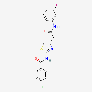 4-chloro-N-(4-(2-((3-fluorophenyl)amino)-2-oxoethyl)thiazol-2-yl)benzamide