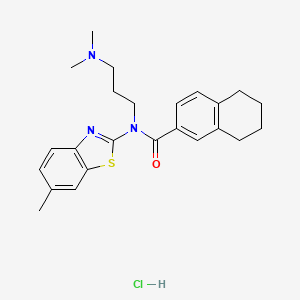 molecular formula C24H30ClN3OS B2587746 N-[3-(DIMETHYLAMINO)PROPYL]-N-(6-METHYL-1,3-BENZOTHIAZOL-2-YL)-5,6,7,8-TETRAHYDRONAPHTHALENE-2-CARBOXAMIDE HYDROCHLORIDE CAS No. 1052537-67-3