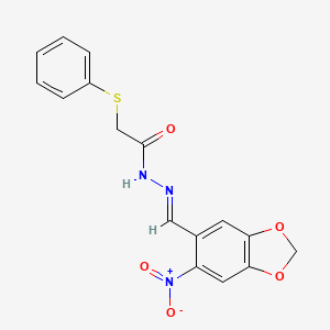 N'-[(1E)-(6-nitro-2H-1,3-benzodioxol-5-yl)methylidene]-2-(phenylsulfanyl)acetohydrazide