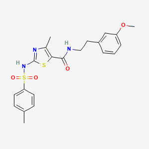 molecular formula C21H23N3O4S2 B2587773 N-(3-methoxyphenethyl)-4-methyl-2-(4-methylphenylsulfonamido)thiazole-5-carboxamide CAS No. 941879-44-3