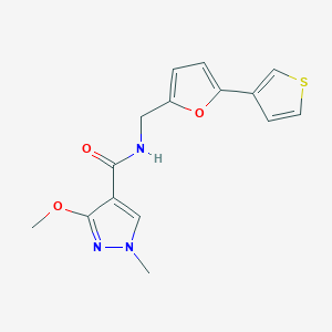 molecular formula C15H15N3O3S B2587789 3-methoxy-1-methyl-N-((5-(thiophen-3-yl)furan-2-yl)methyl)-1H-pyrazole-4-carboxamide CAS No. 2034564-17-3