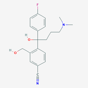 molecular formula C20H23FN2O2 B025878 4-[4-(Dimethylamino)-1-(4-fluorophenyl)-1-hydroxybutyl]-3-(hydroxymethyl)benzonitrile CAS No. 103146-25-4