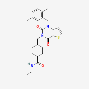 4-((1-(2,5-dimethylbenzyl)-2,4-dioxo-1,2-dihydrothieno[3,2-d]pyrimidin-3(4H)-yl)methyl)-N-propylcyclohexanecarboxamide