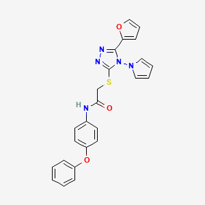 molecular formula C24H19N5O3S B2587808 2-{[5-(furan-2-yl)-4-(1H-pyrrol-1-yl)-4H-1,2,4-triazol-3-yl]sulfanyl}-N-(4-phenoxyphenyl)acetamide CAS No. 886941-35-1