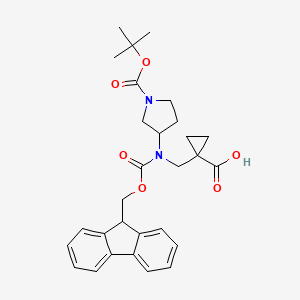 molecular formula C29H34N2O6 B2587810 1-[[9H-Fluoren-9-ylmethoxycarbonyl-[1-[(2-methylpropan-2-yl)oxycarbonyl]pyrrolidin-3-yl]amino]methyl]cyclopropane-1-carboxylic acid CAS No. 2137536-73-1