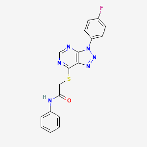molecular formula C18H13FN6OS B2587814 2-((3-(4-fluorophenyl)-3H-[1,2,3]triazolo[4,5-d]pyrimidin-7-yl)thio)-N-phenylacetamide CAS No. 863459-85-2