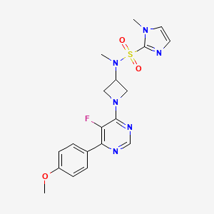 molecular formula C19H21FN6O3S B2587818 N-{1-[5-fluoro-6-(4-methoxyphenyl)pyrimidin-4-yl]azetidin-3-yl}-N,1-dimethyl-1H-imidazole-2-sulfonamide CAS No. 2380191-16-0