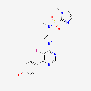 molecular formula C19H21FN6O3S B2587818 N-[1-[5-Fluoro-6-(4-methoxyphenyl)pyrimidin-4-yl]azetidin-3-yl]-N,1-dimethylimidazole-2-sulfonamide CAS No. 2380191-16-0