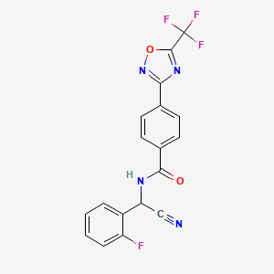 molecular formula C18H10F4N4O2 B2587821 N-[cyano(2-fluorophenyl)methyl]-4-[5-(trifluoromethyl)-1,2,4-oxadiazol-3-yl]benzamide CAS No. 1798744-30-5