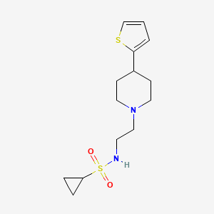 molecular formula C14H22N2O2S2 B2587827 N-(2-(4-(thiophen-2-yl)piperidin-1-yl)ethyl)cyclopropanesulfonamide CAS No. 1428349-78-3