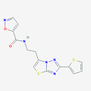 molecular formula C14H11N5O2S2 B2587865 N-(2-(2-(thiophen-2-yl)thiazolo[3,2-b][1,2,4]triazol-6-yl)ethyl)isoxazole-5-carboxamide CAS No. 1210257-11-6