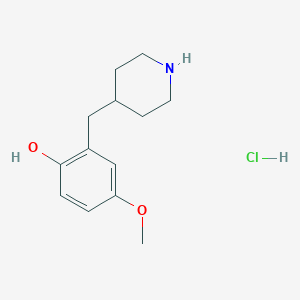 molecular formula C13H20ClNO2 B2587914 4-Methoxy-2-(piperidin-4-ylmethyl)phenol;hydrochloride CAS No. 2377032-66-9