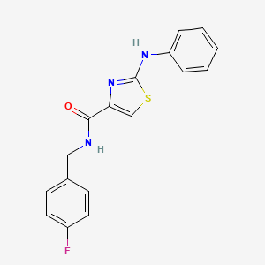 molecular formula C17H14FN3OS B2587925 N-[(4-fluorophenyl)methyl]-2-(phenylamino)-1,3-thiazole-4-carboxamide CAS No. 1105218-82-3
