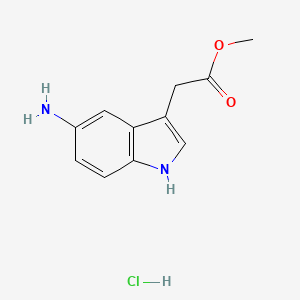 molecular formula C11H13ClN2O2 B2587944 methyl2-(5-amino-1H-indol-3-yl)acetatehydrochloride CAS No. 2580181-91-3