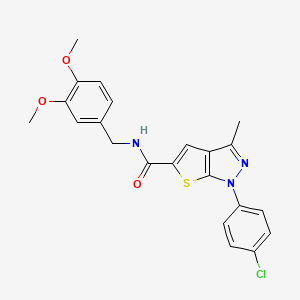 B2587964 1-(4-chlorophenyl)-N-[(3,4-dimethoxyphenyl)methyl]-3-methyl-1H-thieno[2,3-c]pyrazole-5-carboxamide CAS No. 380461-32-5