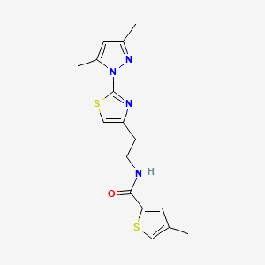 molecular formula C16H18N4OS2 B2587965 N-(2-(2-(3,5-dimethyl-1H-pyrazol-1-yl)thiazol-4-yl)ethyl)-4-methylthiophene-2-carboxamide CAS No. 1421492-28-5