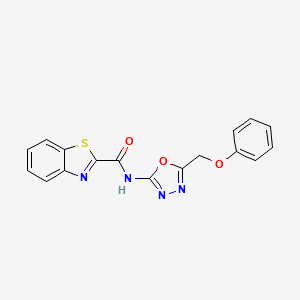 molecular formula C17H12N4O3S B2587998 N-[5-(phenoxymethyl)-1,3,4-oxadiazol-2-yl]-1,3-benzothiazole-2-carboxamide CAS No. 1286720-70-4