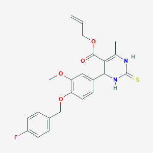 molecular formula C23H23FN2O4S B2588000 Allyl 4-(4-((4-fluorobenzyl)oxy)-3-methoxyphenyl)-6-methyl-2-thioxo-1,2,3,4-tetrahydropyrimidine-5-carboxylate CAS No. 683794-19-6