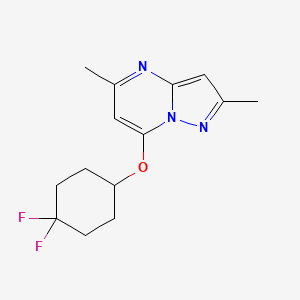 molecular formula C14H17F2N3O B2588007 7-[(4,4-Difluorocyclohexyl)oxy]-2,5-dimethylpyrazolo[1,5-a]pyrimidine CAS No. 2200001-35-8