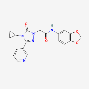 molecular formula C19H17N5O4 B2588040 N-(2H-1,3-benzodioxol-5-yl)-2-[4-cyclopropyl-5-oxo-3-(pyridin-3-yl)-4,5-dihydro-1H-1,2,4-triazol-1-yl]acetamide CAS No. 1797957-45-9
