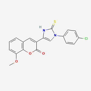 molecular formula C19H13ClN2O3S B2588049 3-(1-(4-chlorophenyl)-2-thioxo-2,3-dihydro-1H-imidazol-4-yl)-8-methoxy-2H-chromen-2-one CAS No. 688791-71-1