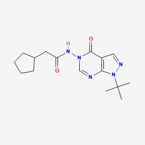 molecular formula C16H23N5O2 B2588078 N-{1-tert-butyl-4-oxo-1H,4H,5H-pyrazolo[3,4-d]pyrimidin-5-yl}-2-cyclopentylacetamide CAS No. 899995-18-7