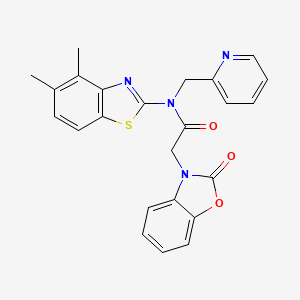 molecular formula C24H20N4O3S B2588207 N-(4,5-dimethyl-1,3-benzothiazol-2-yl)-2-(2-oxo-2,3-dihydro-1,3-benzoxazol-3-yl)-N-[(pyridin-2-yl)methyl]acetamide CAS No. 1172737-39-1