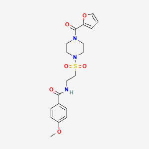 molecular formula C19H23N3O6S B2588209 N-(2-{[4-(furan-2-carbonyl)piperazin-1-yl]sulfonyl}ethyl)-4-methoxybenzamide CAS No. 899967-53-4