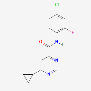 molecular formula C14H11ClFN3O B2588280 N-(4-Chloro-2-fluorophenyl)-6-cyclopropylpyrimidine-4-carboxamide CAS No. 2415564-44-0