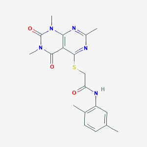molecular formula C19H21N5O3S B2588413 N-(2,5-dimethylphenyl)-2-({2,6,8-trimethyl-5,7-dioxo-5H,6H,7H,8H-[1,3]diazino[4,5-d]pyrimidin-4-yl}sulfanyl)acetamide CAS No. 852168-03-7
