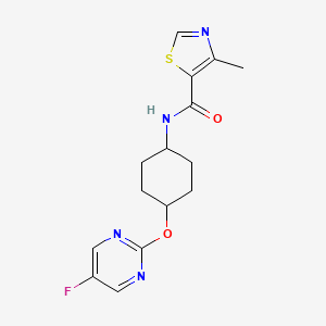 molecular formula C15H17FN4O2S B2588439 4-methyl-N-[(1r,4r)-4-[(5-fluoropyrimidin-2-yl)oxy]cyclohexyl]-1,3-thiazole-5-carboxamide CAS No. 2034446-68-7