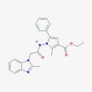 molecular formula C24H24N4O3 B258844 ethyl 2-methyl-1-{[(2-methyl-1H-benzimidazol-1-yl)acetyl]amino}-5-phenyl-1H-pyrrole-3-carboxylate 