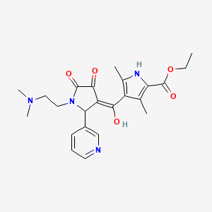 molecular formula C23H28N4O5 B2588476 ethyl 4-(1-(2-(dimethylamino)ethyl)-4-hydroxy-5-oxo-2-(pyridin-3-yl)-2,5-dihydro-1H-pyrrole-3-carbonyl)-3,5-dimethyl-1H-pyrrole-2-carboxylate CAS No. 847379-09-3