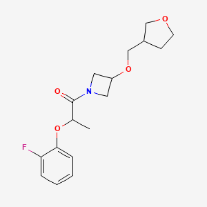 molecular formula C17H22FNO4 B2588496 2-(2-Fluorophenoxy)-1-{3-[(oxolan-3-yl)methoxy]azetidin-1-yl}propan-1-one CAS No. 2320145-66-0