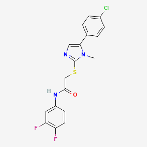 molecular formula C18H14ClF2N3OS B2588520 2-{[5-(4-chlorophenyl)-1-methyl-1H-imidazol-2-yl]sulfanyl}-N-(3,4-difluorophenyl)acetamide CAS No. 932460-57-6