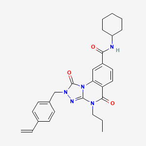 N-cyclohexyl-1,5-dioxo-4-propyl-2-(4-vinylbenzyl)-1,2,4,5-tetrahydro-[1,2,4]triazolo[4,3-a]quinazoline-8-carboxamide