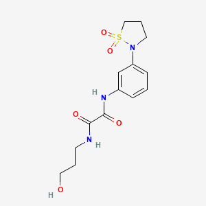 molecular formula C14H19N3O5S B2588548 N1-(3-(1,1-dioxidoisothiazolidin-2-yl)phenyl)-N2-(3-hydroxypropyl)oxalamide CAS No. 1105246-87-4