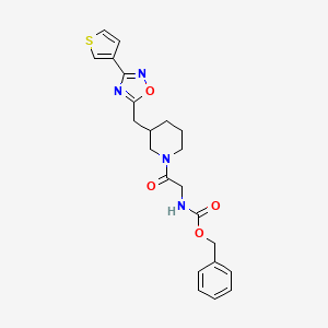 Benzyl (2-oxo-2-(3-((3-(thiophen-3-yl)-1,2,4-oxadiazol-5-yl)methyl)piperidin-1-yl)ethyl)carbamate