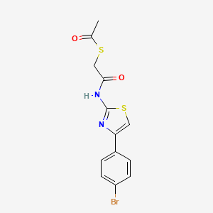 molecular formula C13H11BrN2O2S2 B2588583 S-(2-((4-(4-bromophenyl)thiazol-2-yl)amino)-2-oxoethyl) ethanethioate CAS No. 884819-22-1